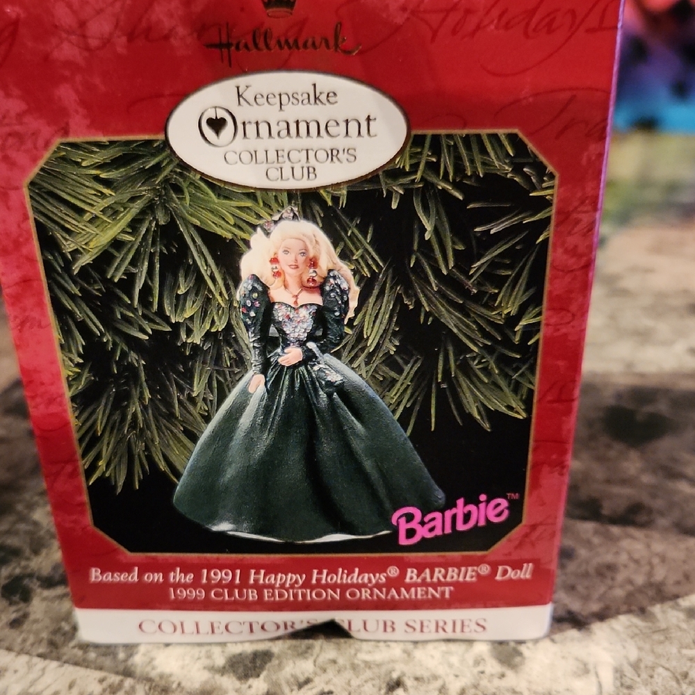 Hallmark Barbie Keepsake Ornament in Dark Green Gown